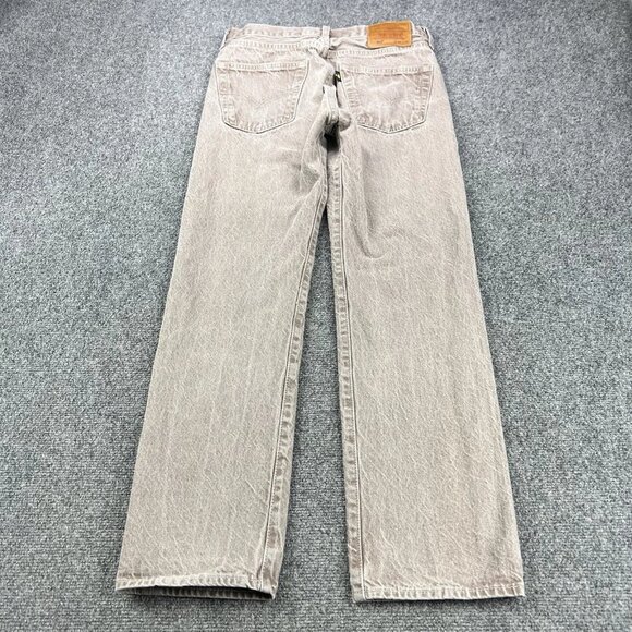 Levis Premium 502 Jeans Mens 30x30 Brown Beige Denim Button Fly - Picture 2 of 9